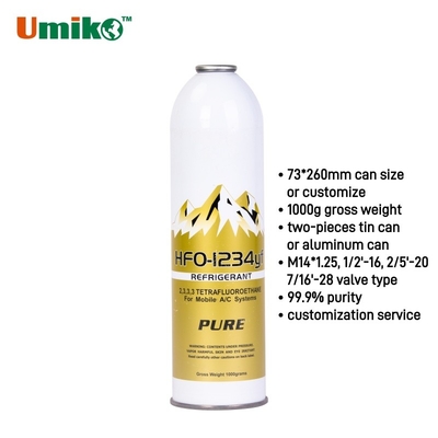 1kg HFO-1234yf Refrigerant Air Conditioner Refrigerant Gas 73*260mm